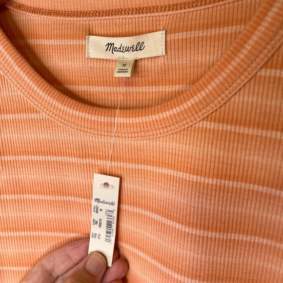 Madewell | NWT Peach Striped Ribbed Slim Fitted Basic Comfy Classic Tank Top - Picture 8 of 10